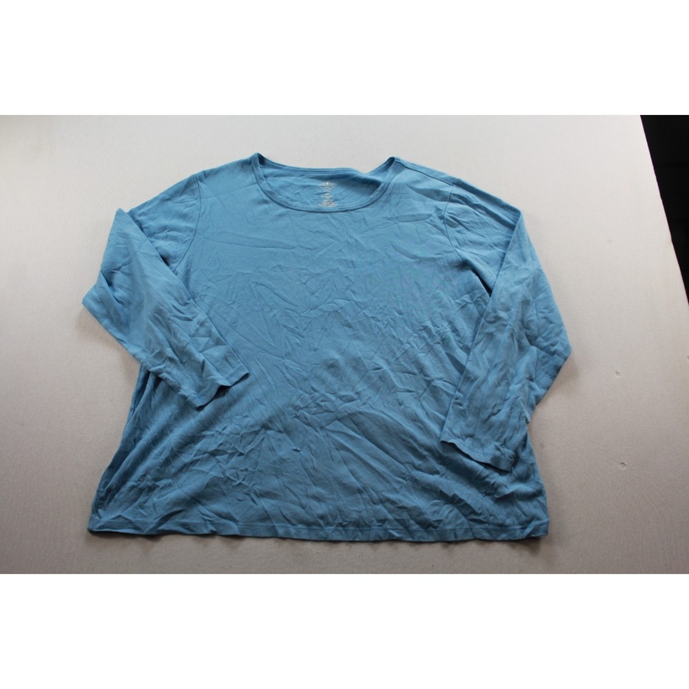 St Johns Bay Essential Tee Women 2X Blue Excellent Long Sleeve Cotton Top